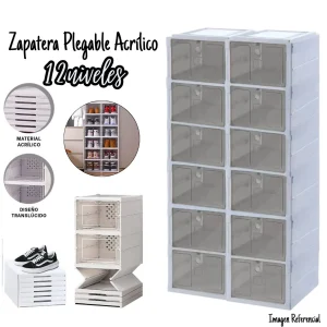 Organizador Acrílico Plegable de Zapatos - 12 Cajones