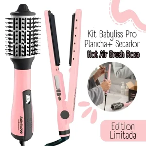 Combo BabylissPro Plancha Ionica + Cepillo Electrico PINK BLACK