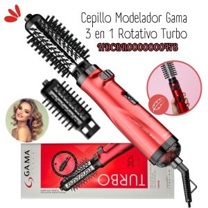 Cepillo Secador Modelador Gama 3 en 1 Rotativo Turbo - ROJO