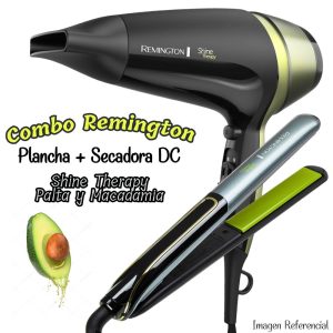 Combo Plancha Alisador Remington Shine Therapy S12A Y Secadora Remington Shine Therapy D13A