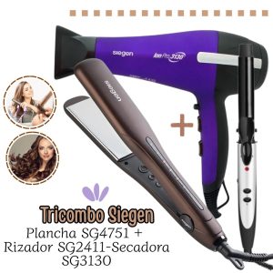 Tricombo Siegen Secadora SG3130M+ Alisadora SG4751 + Rizadora SG2411