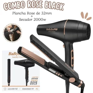 Combo BabylissPro Edicion Ilimitada Plancha Black Rose+ Secador Nano Rose - BNTRGPP43PE