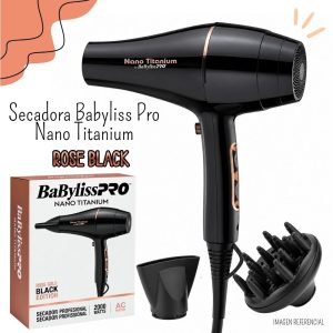Secadora Profesional BaByliss Pro Nano Titanium - ROSE BLACK CON DIFUSOR