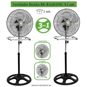 Ventilador Bossko De 5 Aspas 3 En 1 De 18 X2Unidades BK-8219/NG - NEGRO