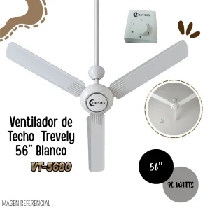 Ventilador de Techo Trevely 56” Blanco - VT-5680