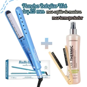 Plancha Babyliss Wet dry 25 m + Cepillo + Termo protector